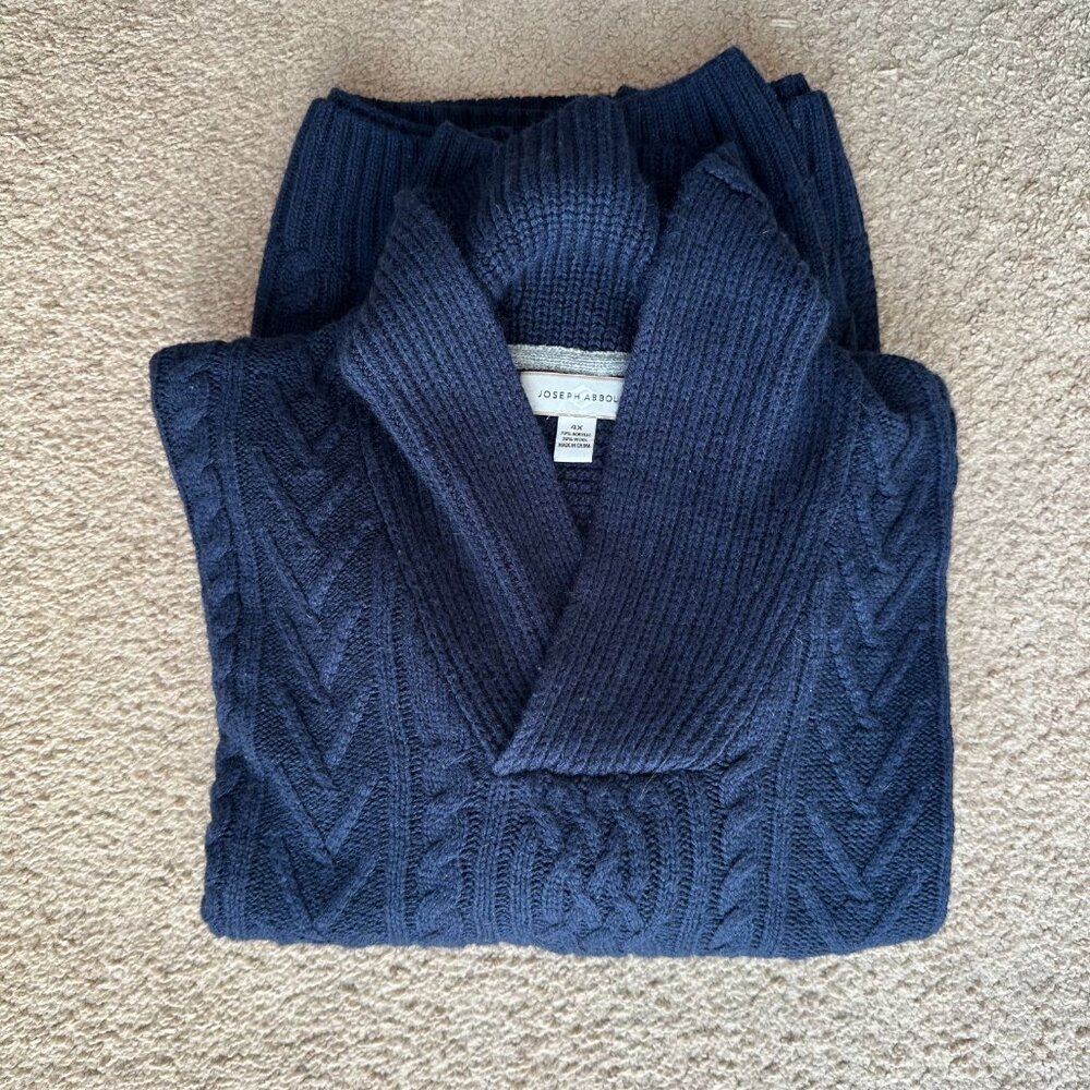 Joseph Abboud Sweater Mens 4X Wool Blend Cowl Neck Navy Blue Pullover Cableknit - Picture 10 of 10
